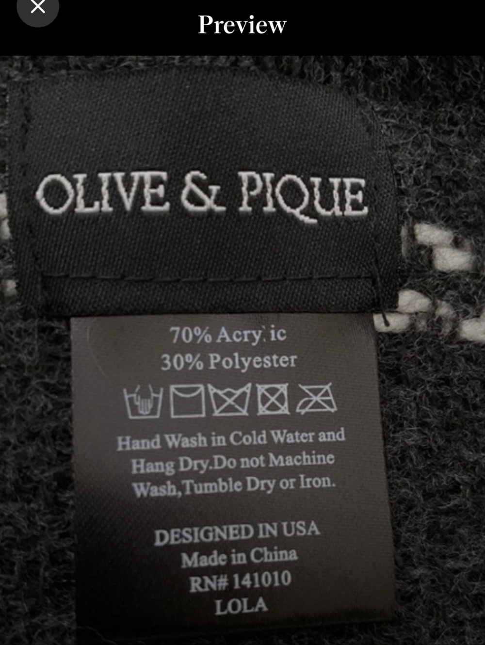 OLIVE & PIQUE Lola Blanket Scarf - Charcoal - Picture 4 of 4